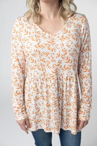 09.02 EN ROUTE Long Sleeve Sarah Ruffle Top - Autumn Vines