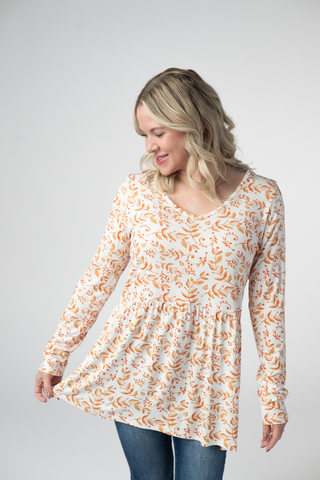 09.02 EN ROUTE Long Sleeve Sarah Ruffle Top - Autumn Vines