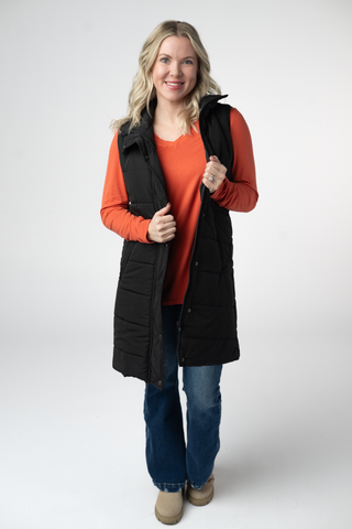 IN STOCK Harlow Long Vest - Black