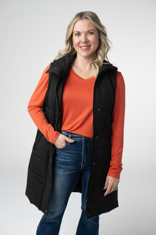IN STOCK Harlow Long Vest - Black