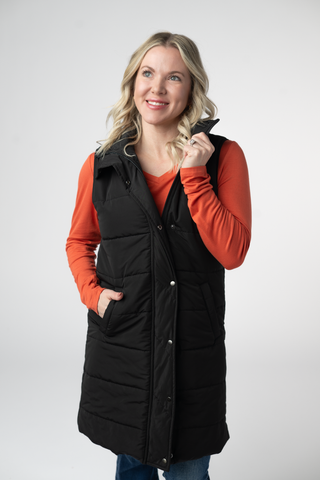 IN STOCK Harlow Long Vest - Black