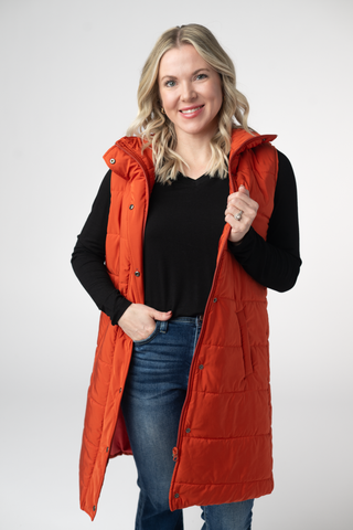 IN STOCK Harlow Long Vest - Pumpkin