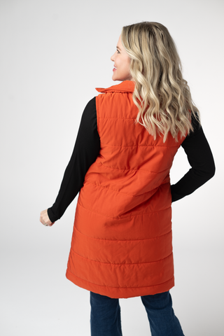 IN STOCK Harlow Long Vest - Pumpkin