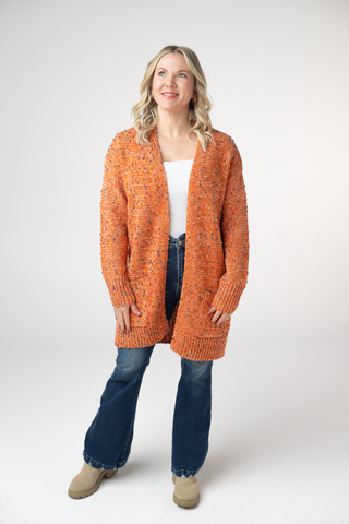 IN STOCK Carly Confetti Dot Cardigan - Pumpkin
