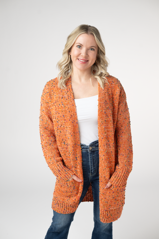 IN STOCK Carly Confetti Dot Cardigan - Pumpkin