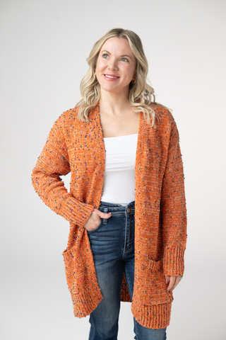 IN STOCK Carly Confetti Dot Cardigan - Pumpkin