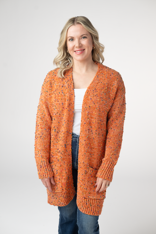 IN STOCK Carly Confetti Dot Cardigan - Pumpkin
