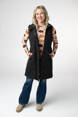 IN STOCK Harlow Long Vest - Black