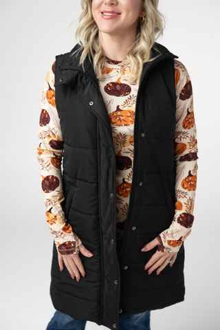 IN STOCK Harlow Long Vest - Black