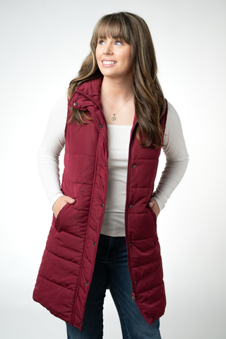 09.02 EN ROUTE Harlow Long Vest - Burgundy