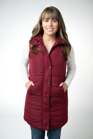 09.02 EN ROUTE Harlow Long Vest - Burgundy