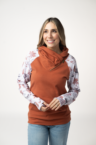 IN STOCK Classic Zoey ZipCowl Sweatshirt - Maple and Fall Foliage