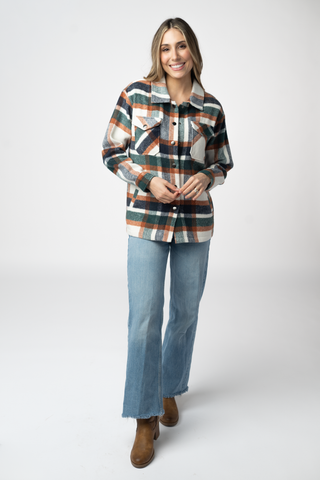 08.21 EN ROUTE Norah Shacket - Harvest Plaid