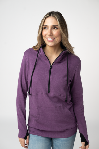 09.02 EN ROUTE Classic HalfZip Hoodie - Black and Purple