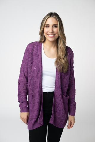 IN STOCK Open Knit Cardigan - Purple