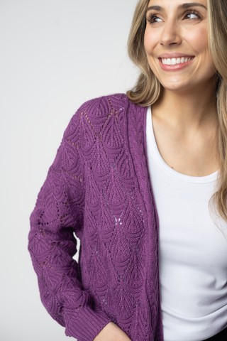IN STOCK Open Knit Cardigan - Purple