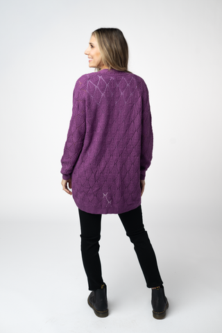 IN STOCK Open Knit Cardigan - Purple