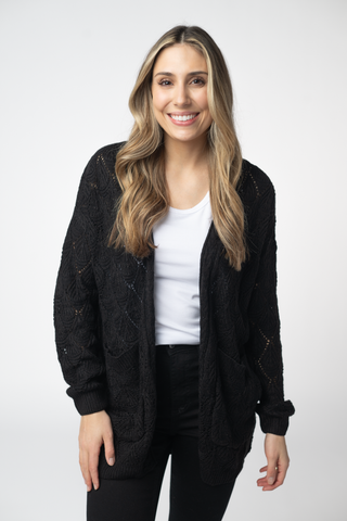 IN STOCK Open Knit Cardigan - Black