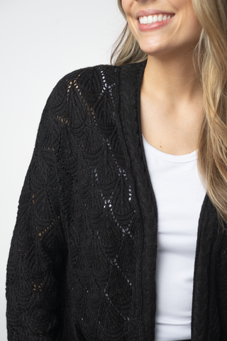 IN STOCK Open Knit Cardigan - Black