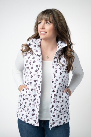 PREBOOK Remy Zip Up Vest - Monochrome Hearts
