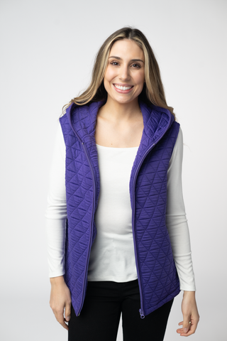 08.21 EN ROUTE Heather Geometric Hooded Vest - Purple