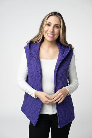 08.21 EN ROUTE Heather Geometric Hooded Vest - Purple