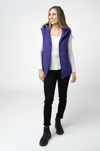 08.21 EN ROUTE Heather Geometric Hooded Vest - Purple