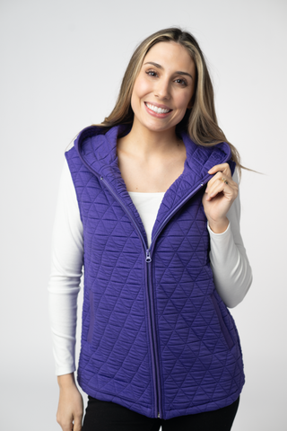 08.21 EN ROUTE Heather Geometric Hooded Vest - Purple