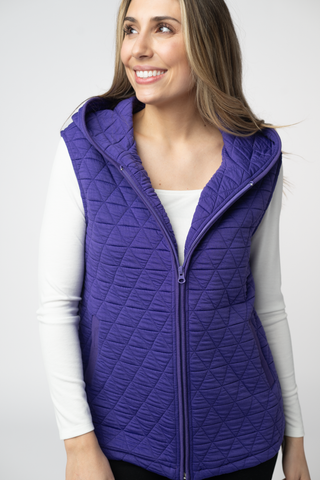 08.21 EN ROUTE Heather Geometric Hooded Vest - Purple