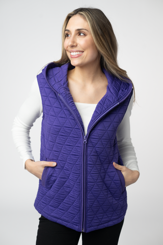 08.21 EN ROUTE Heather Geometric Hooded Vest - Purple