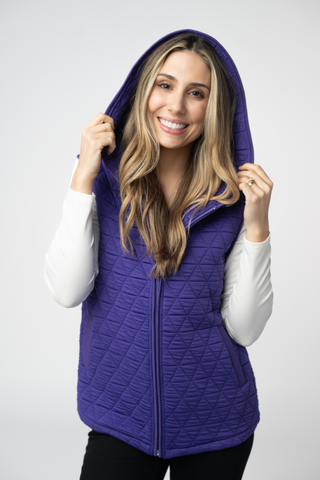 08.21 EN ROUTE Heather Geometric Hooded Vest - Purple