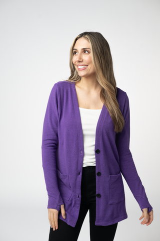 08.21 EN ROUTE Cori Cardigan - Heathered Purple