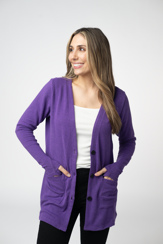 08.21 EN ROUTE Cori Cardigan - Heathered Purple