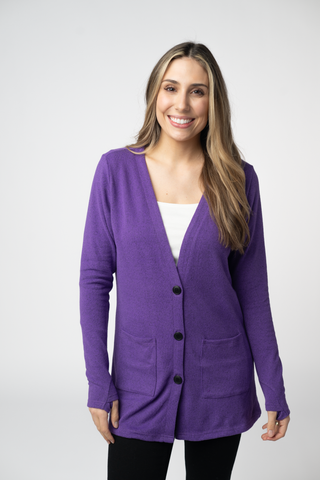 08.21 EN ROUTE Cori Cardigan - Heathered Purple