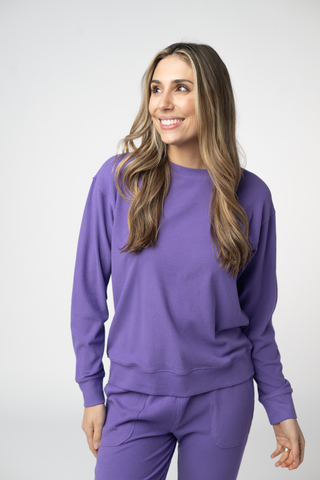 08.21 EN ROUTE Corrine Ribbed Pullover Top - Purple