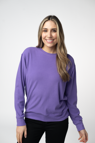 08.21 EN ROUTE Corrine Ribbed Pullover Top - Purple