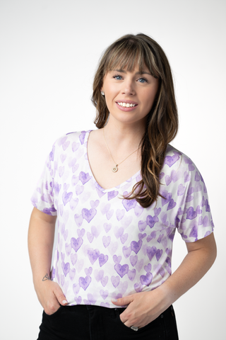 PREBOOK Chloe Cozy Top - Lavender Hearts