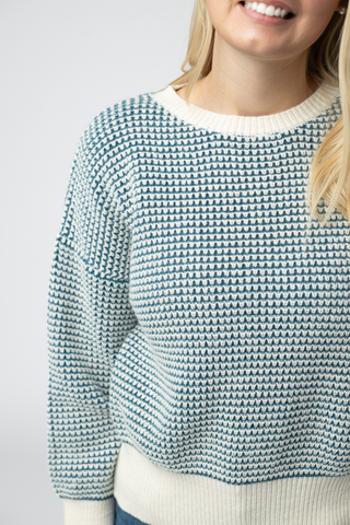 IN STOCK Charlotte Sweater - Teal and Ivory