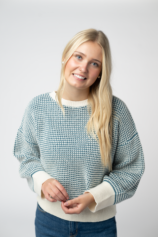 IN STOCK Charlotte Sweater - Teal and Ivory