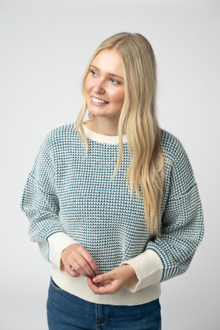 IN STOCK Charlotte Sweater - Teal and Ivory