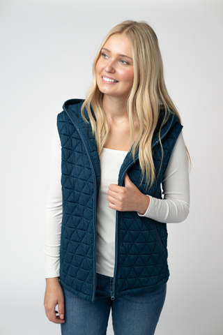 09.09 EN ROUTE Heather Geometric Hooded Vest - Teal
