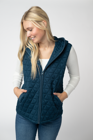 09.09 EN ROUTE Heather Geometric Hooded Vest - Teal