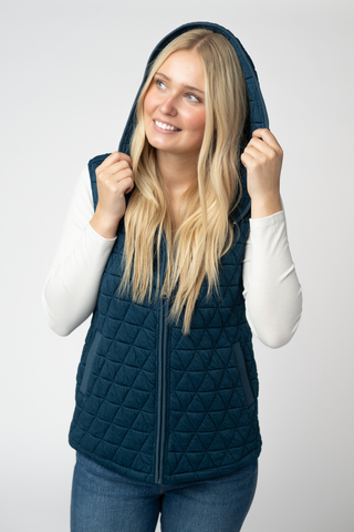09.09 EN ROUTE Heather Geometric Hooded Vest - Teal