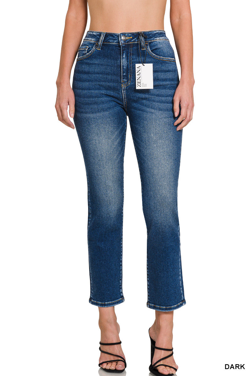 High-Rise Cropped Denim Jeans – Dark Wash by Zenana