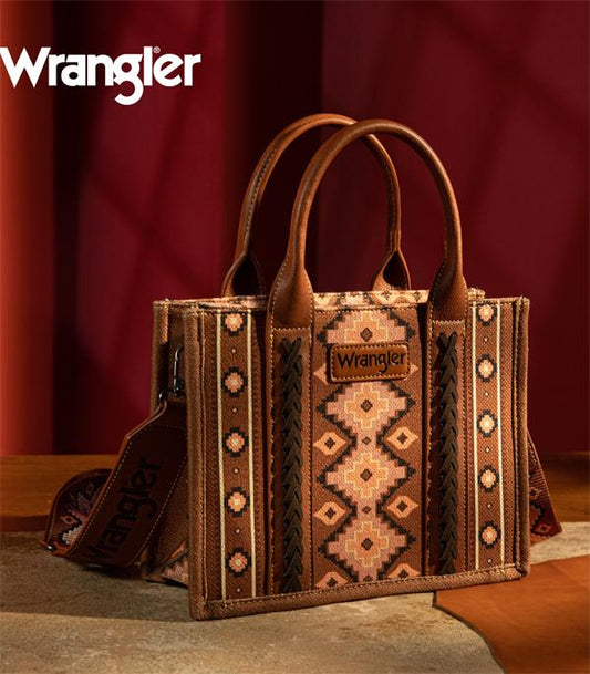 3789- Dark Brown Aztec Wrangler Crossbody Purse