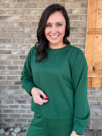 Dark Green Scuba Crewneck Pullover & Pants Set by Zenana