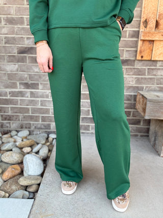 Dark Green Scuba Crewneck Pullover & Pants Set by Zenana