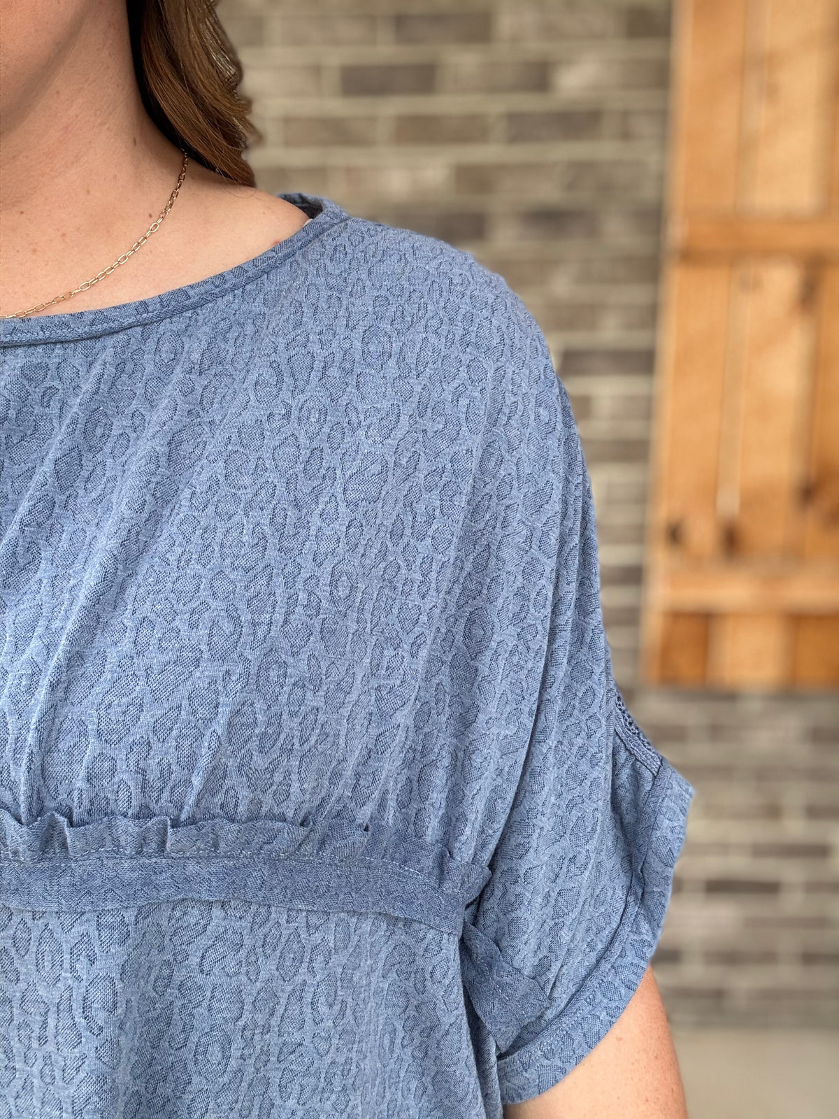 Denim Blue Animal Print Top by Oli & Hali