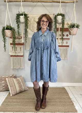 Denim Pintuck Babydoll Tunic by BlueVelvet