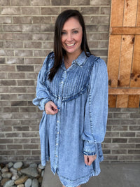 Denim Pintuck Babydoll Tunic by BlueVelvet